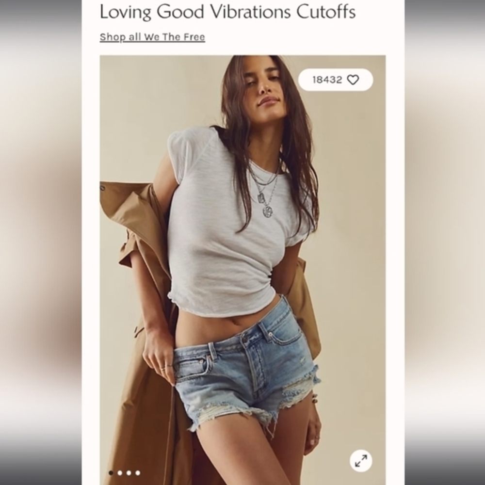 Free People We‎ the Free Loving good vibrations jeans shorts,25